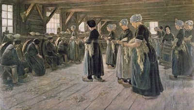 Spinning Workshop in Laren, 1889 by Max Liebermann
